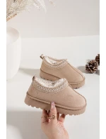 Dětské sněhule s výšivkou béžové Prina