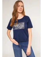 Dámské tričko s ozdobným panelem TSH0083-013 tmavě modrá - Monnari