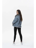 Světle modrá kožešinová džínová bunda (10538)