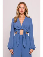 M861 Crop top s vázáním vpředu - džíny