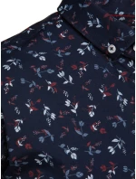 Pánská tmavě modrá košile s krátkým rukávem FashionStreet KX1043 Pánská tmavě modrá košile s krátkým rukávem FashionStreet KX1043