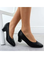 Dámské kožené lodičky na nízkém jehlovém podpatku černé Rieker 44650