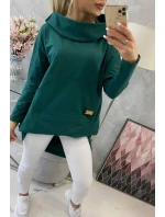 Mikina s kapucí s dlouhými zády zelená Mikina s kapucí s dlouhými zády zelená