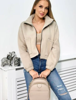 Izolovaná bavlněná mikina se zipem světle béžová