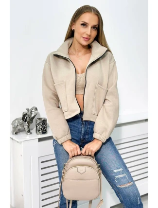 Izolovaná bavlněná mikina se zipem světle béžová Izolovaná bavlněná mikina se zipem světle béžová