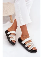 Dámské pantofle na platformě se suchým zipem bílé Kovira