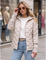 Dámská prošívaná bunda s kapucí, světle šedá, FashionStreet TY5867 Dámská prošívaná bunda s kapucí, světle šedá, FashionStreet TY5867