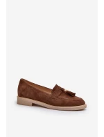 Zazoo 3420 Semišové Dámské Mokasíny na Ploché Podrážce Hnědé
