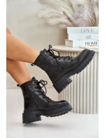 Dámské Zateplené Kožené Boty Černé Goe OO2N4115-W2