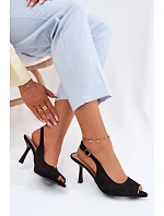 Dámské sandály na podpatku Eko semiš Černé Sevina