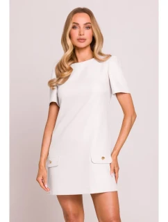 M855 Mini šaty áčkového střihu - krémové