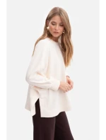 B306 Pletená mikina volného střihu - vanilka