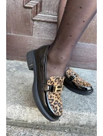 Kožené Lakované Mokasíny Leopard Vinceza 66790 Černé