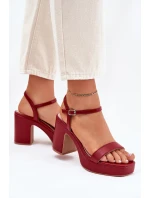 Eko kožené sandály na podpatku bordové Lillita