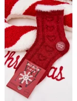 Dětské vánoční ponožky srdíčka alpaka vlna červené