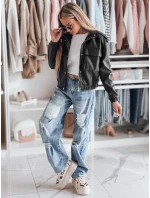 Dámská krátká oversize bunda typu bomber MOTORES černá FashionStreet TY4799