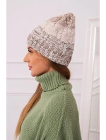 Fleecová čepice Dolores K303 hnědá+světle béžová+tmavě béžová