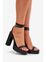 Dámské Sandály Na Podpatku S Páskem Černé Fevenne