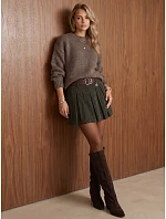 Dámské kordurové sukně-šortky s páskem, khaki, FashionStreet SY0622 Dámské kordurové sukně-šortky s páskem, khaki, FashionStreet SY0622