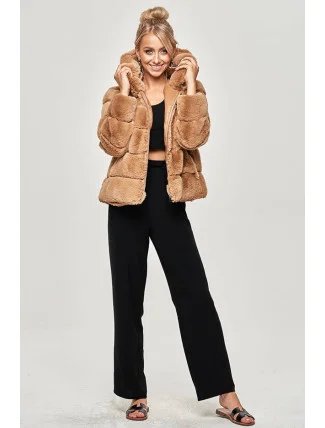 Krátká bunda v karamelové barvě s kapucí (GSQ2169B) Krátká bunda v karamelové barvě s kapucí (GSQ2169B)