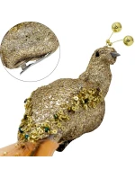 OZDOBNÝ PTÁČEK NA KLIPU 38CM ZLATÝ