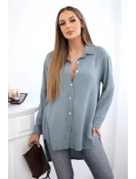 Bavlněná mušelínová košile Plus Size tmavě šedá
