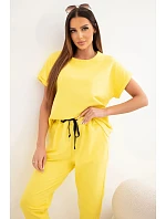 Bavlněný komplet halenka + kalhoty žlutý