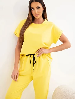 Bavlněný komplet halenka + kalhoty žlutý