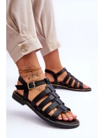 Kožené Sandály S řemínky Černe Lawren