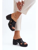 Zazoo 40373 Kožené sandály na podpatku černé