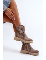 Zazoo 3470 Sametové Dámské Botky Na Ploché Podrážce Vyšívané Cappuccino Zazoo 3470 Sametové Dámské Botky Na Ploché Podrážce Vyšívané Cappuccino