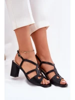 Dámské Sandály Na Podpatku Sergio Leone SK884 Černé