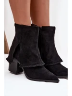 Dámské kotníkové boty na podpatku s otočeným horním lemem Černé Idalia