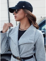 Dámský podzimní dlouhý kabát CELESTIA světle šedý FashionStreet NY0684 Dámský podzimní dlouhý kabát CELESTIA světle šedý FashionStreet NY0684