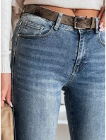 Dámské džínové zvonové kalhoty s páskem FITLOW modré FashionStreet UY2466