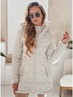 Dámská prošívaná zimní bunda s kapucí světle šedá FashionStreet TY5092 Dámská prošívaná zimní bunda s kapucí světle šedá FashionStreet TY5092