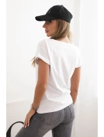Dámská bavlněná halenka s ozdobným potiskem ESL bílá