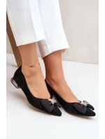 Elegantní Semišové Baleríny Dámské S Mašlí Laura Messi 2893 Černé