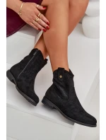 Dírové Boty Na Plochém Podpatku S.Barski HY51-063 Černé