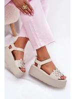 Dámské Kožené Sandály Na Platformě Béžové CheBello 4701