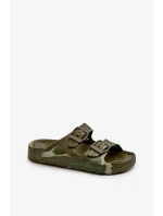 Lehké chlapecké pěnové pantofle s přezkami tmavě zelená Adirnaca Lehké chlapecké pěnové pantofle s přezkami tmavě zelená Adirnaca