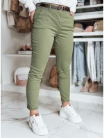 Dámské kalhoty slim fit s páskem LINESKA khaki FashionStreet UY2575