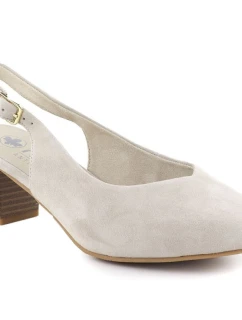 Béžové kožené lodičky s otevřenou špičkou Rieker 44651-60