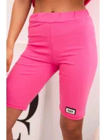 Dámský bavlněný komplet s krátkým rukávem a šortkami růžový