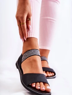 Klasický kožené sandály s cvočky Černá Shelly