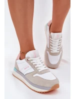 Semišové Dámské Tenisky Big Star RR274A047 HI-POLY SYSTEM Béžovo-Bílé