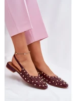 Zdobené Baleríny Na Plochém Podpatku Bordové Nilarisela