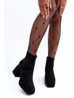 Černé Abnous semišové kotníkové boty s robustními podpatky