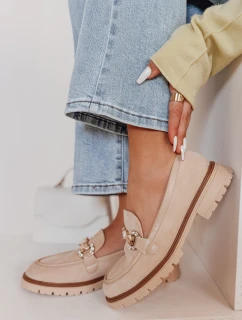 Dámské mokasíny s plochou podrážkou LOFINKA beige FashionStreet ZY0797
