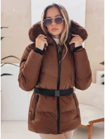 Dámská zimní prošívaná bunda s kapucí LOVELINA hnědá FashionStreet TY4953